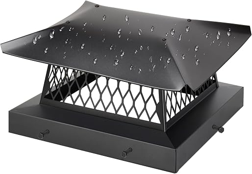 13x13 Chimney Cap Chimney Cover,Fireplace Chimney Caps for Outside Flue Cap | Chimney Flue Cover Chimney Rain Cap Roof Rain Guard on Existing Single Flue Chimney Cap,Galvanized Steel w/Screen Hood Plate