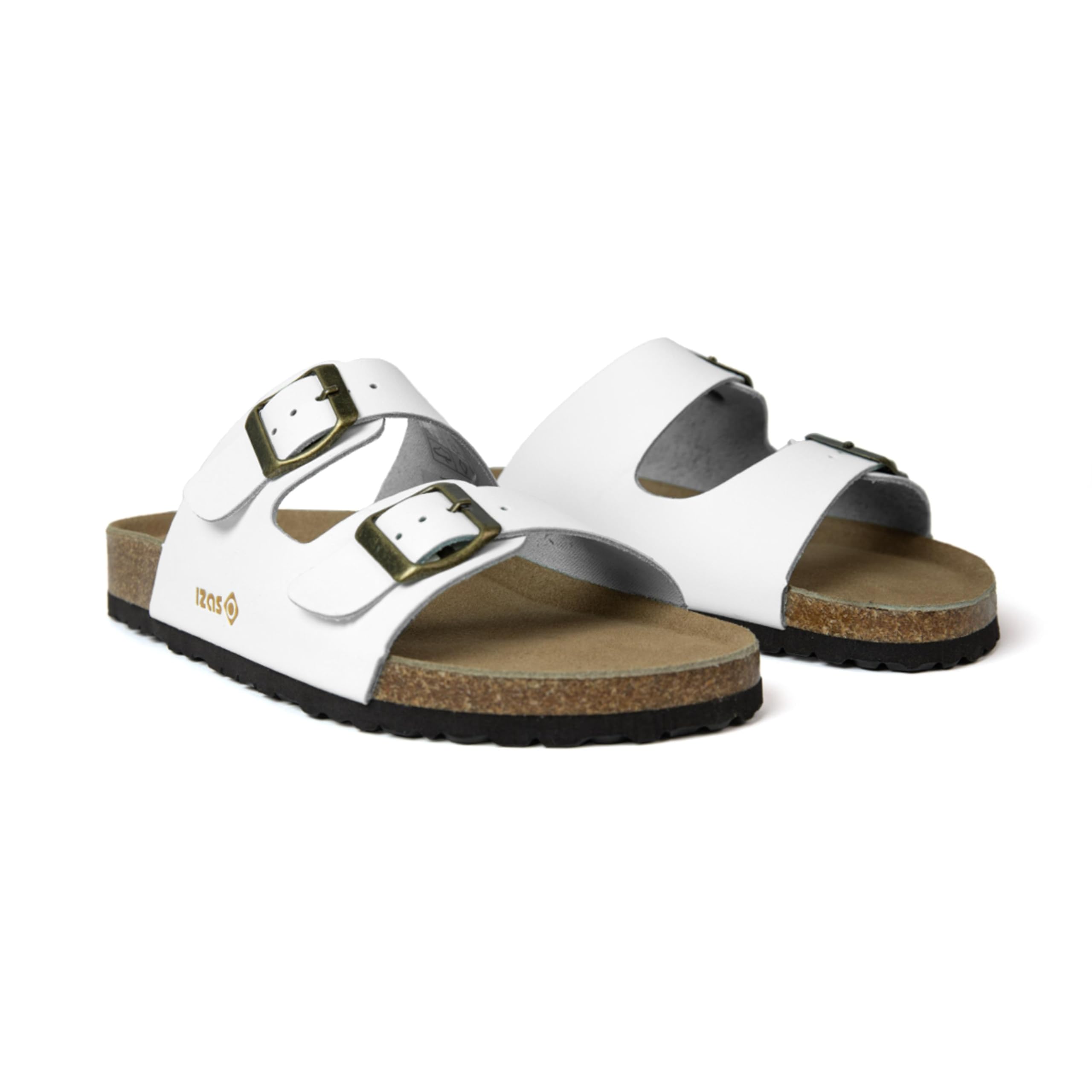 Izas Durtal V2 Black Sandali estivi da donna e uomo casual e alla moda. Infradito da spiaggia per camminare con doppia chiusura a fibbia. Sandali Unisex in Pelle Pelle Colore Nero