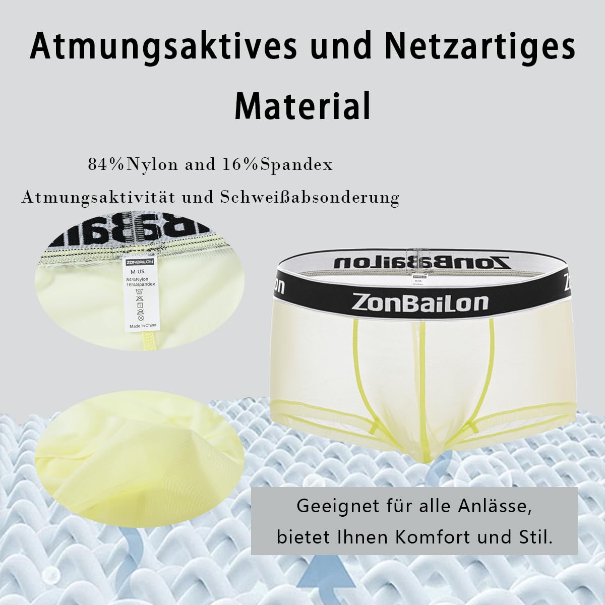 Durchsichtige Herren Unterwäsche Sexy Boxershorts für Männer Bequem mit Einem Großen Beutel