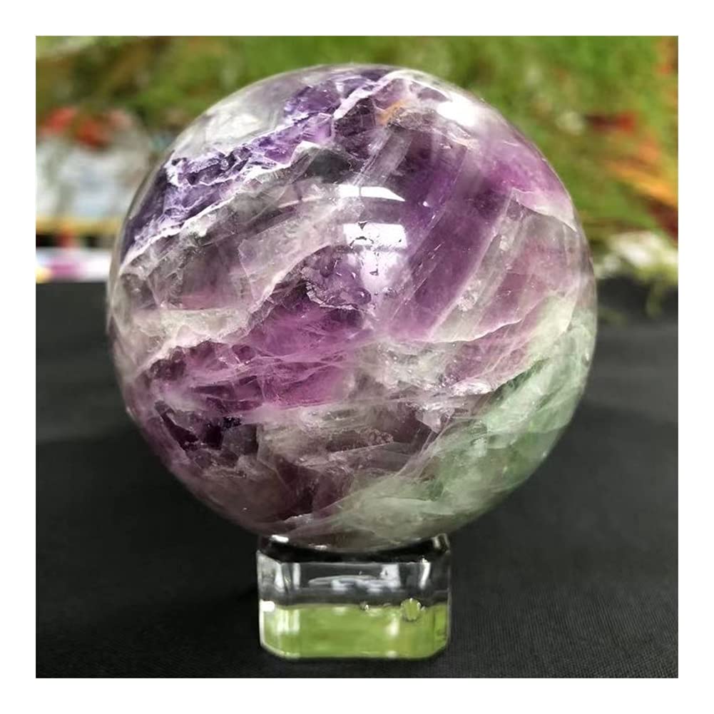 55-70mm Sfera di Cristallo di Fluorite Pietra Naturale e Sfera di Quarzo Decorazione Domestica Cristallo di Pietra fortunata Collezioni di casa (Size : Diameter 65-70mm)