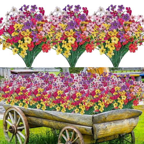 20 Bundles Artificial Flowers for Outdoors UV Resistant No Fade Fake Plastic Flowers Decoration Faux Plastic Greenery Garden Indoor Home Yard Kitchen Office Wedding Porch Window Bo image 8