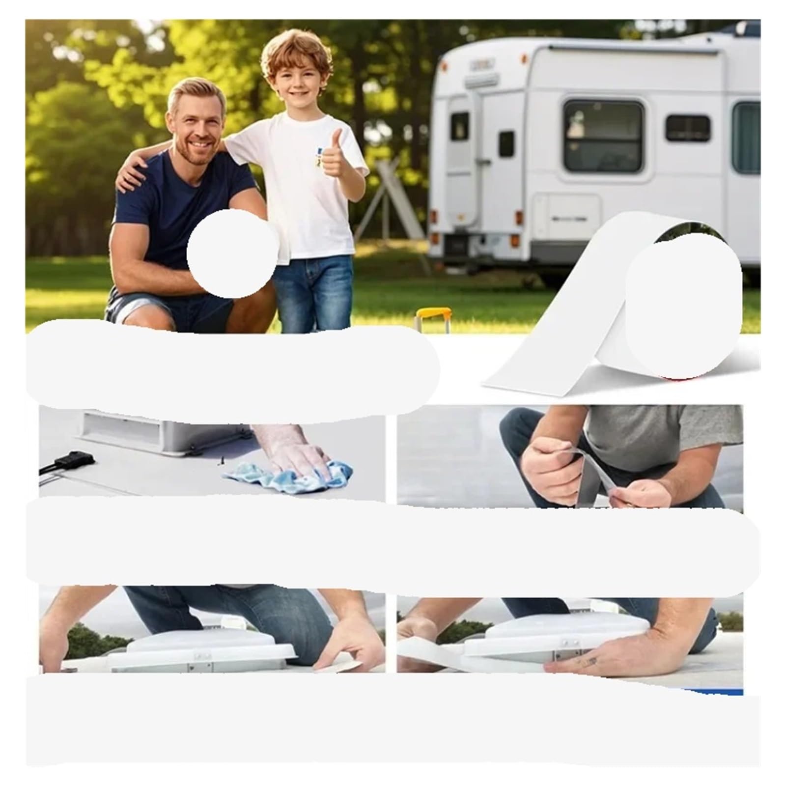 Nastro for Riparazione Tende in Tela | Bianco 2/3 Pz 5 cm x 5 mt: Tendalino Camper Rimorchio Telone Riparazione Barca(2pcs 5cm X 5m)