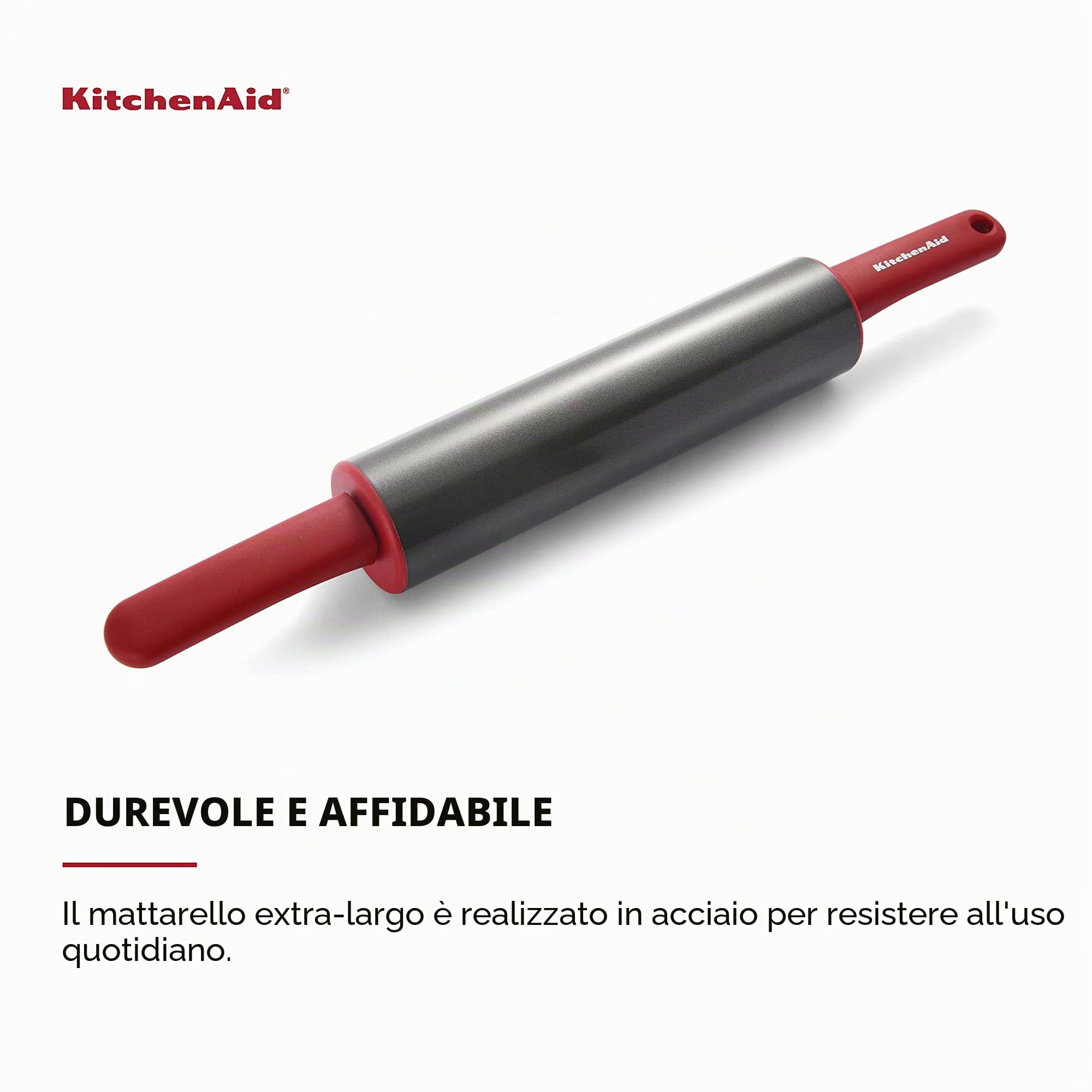 KitchenAid KO318OHERA - Mattarello Gourmet, in acciaio, colore: Rosso