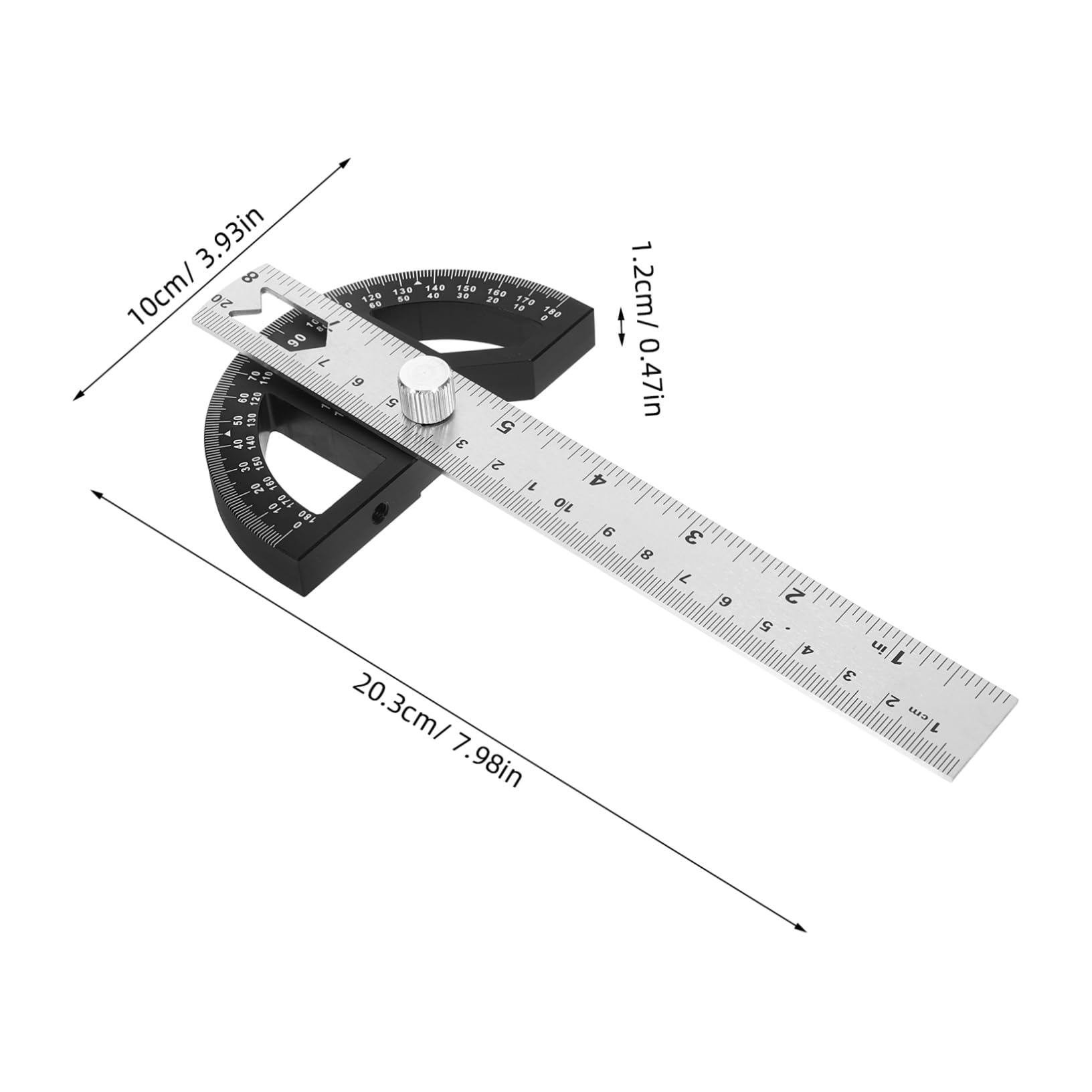 TOBBOMEY Alloy Angle Ruler Long Arm Folding Design Woodworking Goniometer Angle Measuring Equipment Metal Protractor for Circular Saw