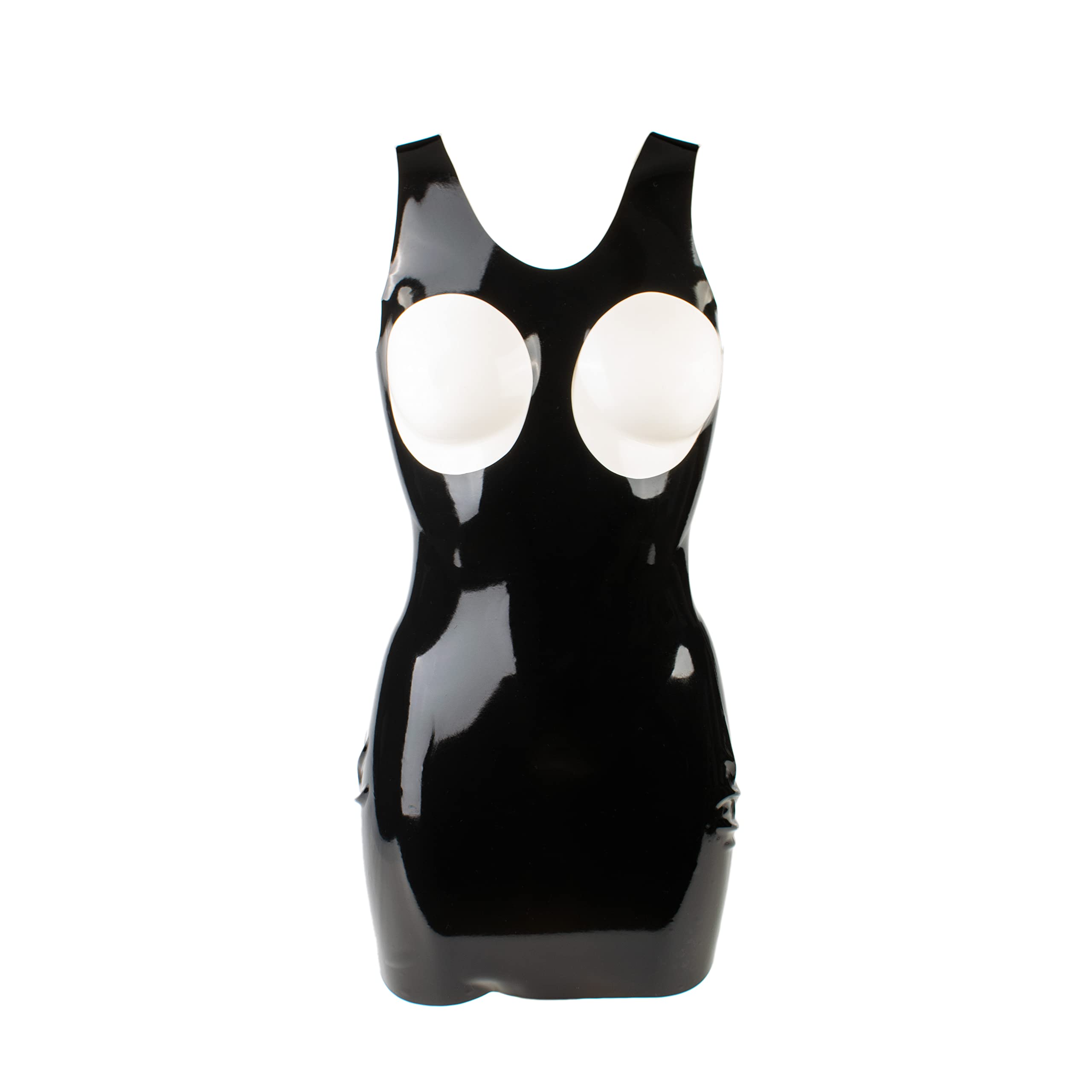 Rubberfashion Robe Mini en Latex - Robe Courte en Latex - sans Manches avec Bretelles sans Bretelles - Robes Sexy pour Femmes pour Dames Noir 0.4mm M