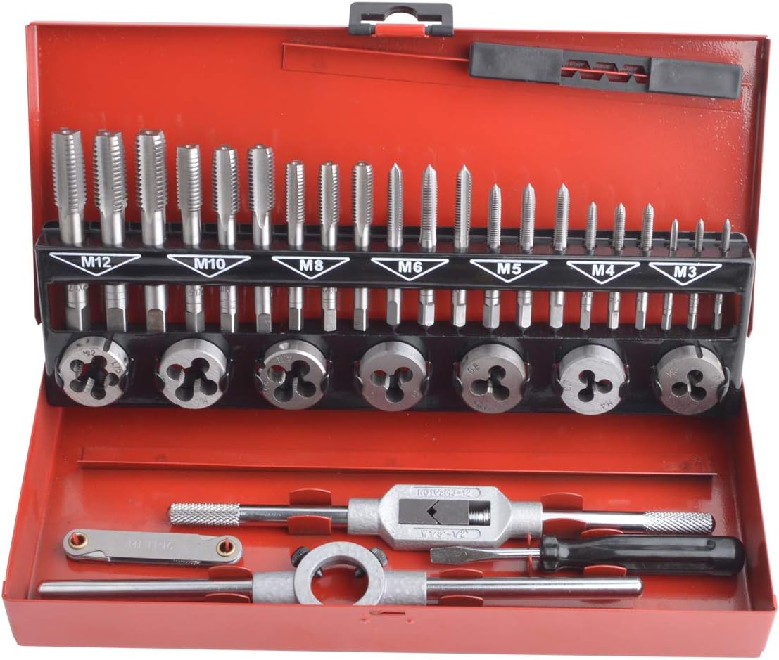Heavy Duty 110Pcs Metric Tap and Die Set Kit with Split Dies Wrench