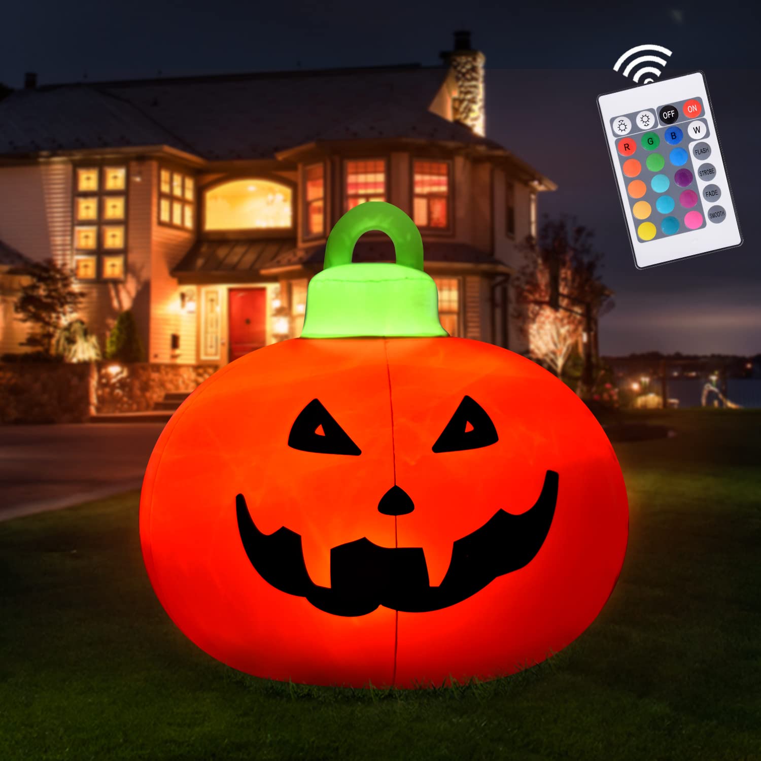 Halloween Decorations, LED Light Up PVC Inflatable Ball for Halloween Party Indoor, Outdoor, Garden,Pool, Lawn, Yard Decoration Ornaments 1 PCS 24Inch Pumpkin Decor