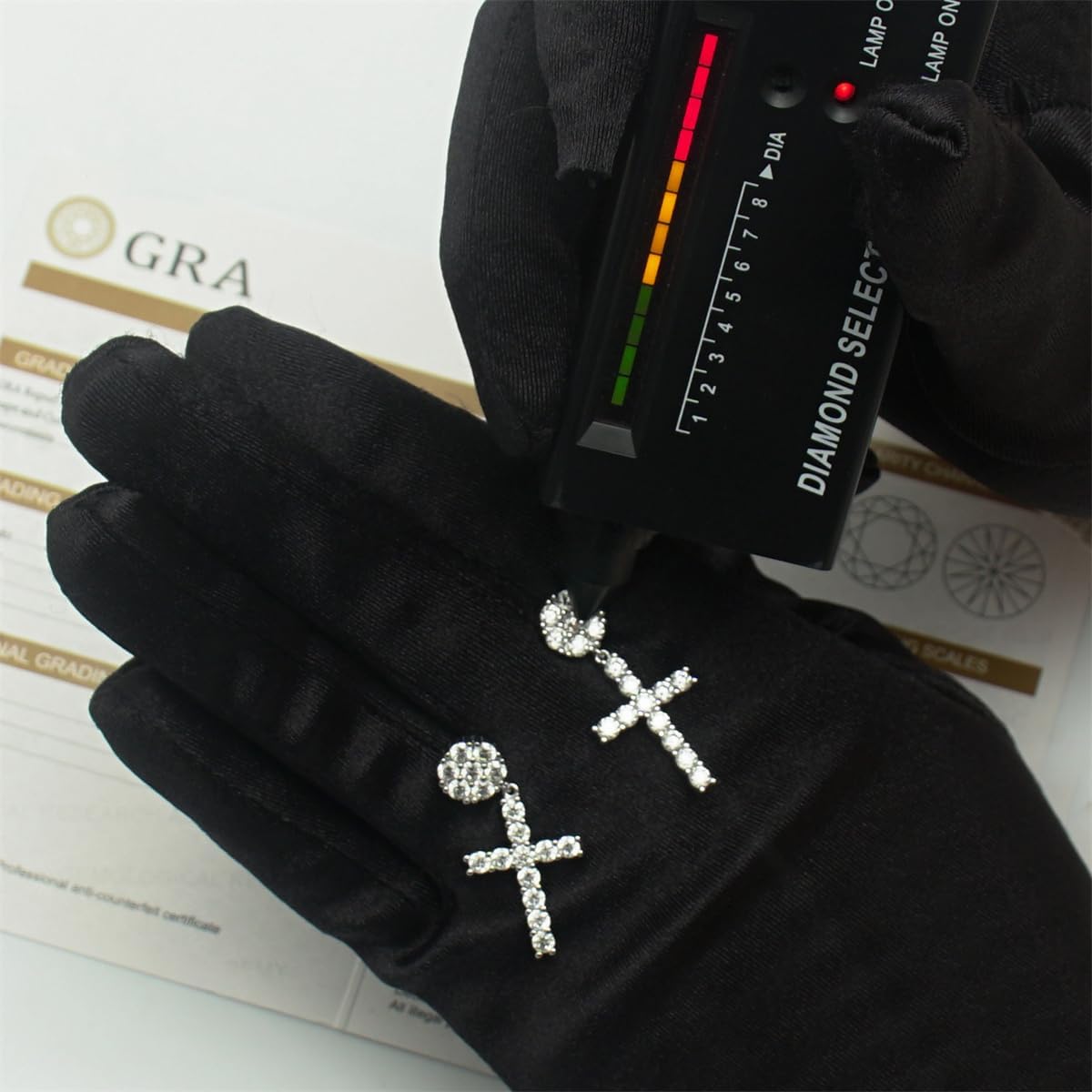 Cross Dangle S925 Moissanite Stud Earrings for Women Men, Hypoallergenic S925 Sterling Silver, VVS Moissanite Stones, White and Gold Colors - Image 6