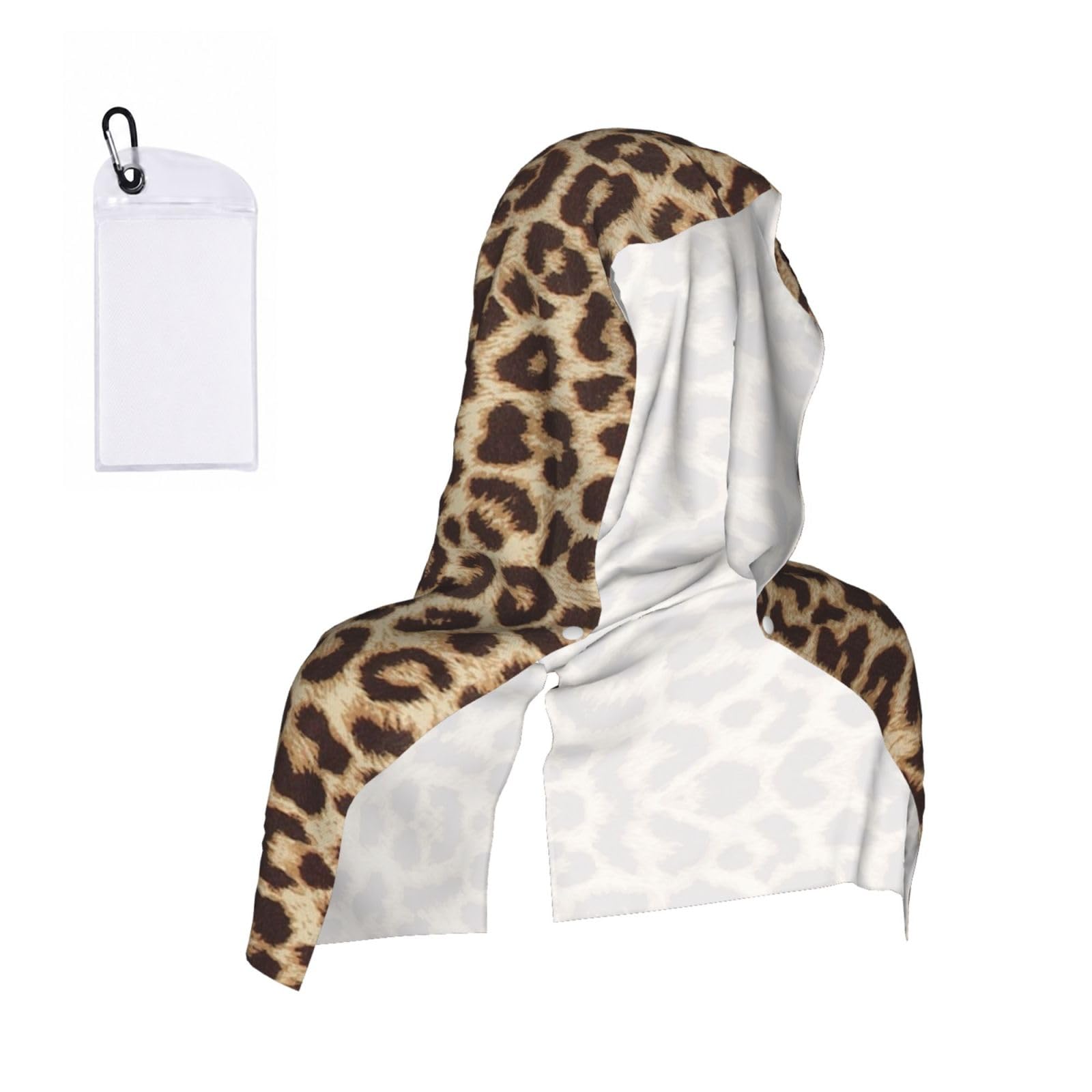 EZDLOWVBA Fun Leopard Print Print 2 Pack Cooling Hoodie Towels,Sports Headscarf, Neck Wrap Scarf,Breathable Cooling Towel For Neck And Face, Travel, Swimming, Training