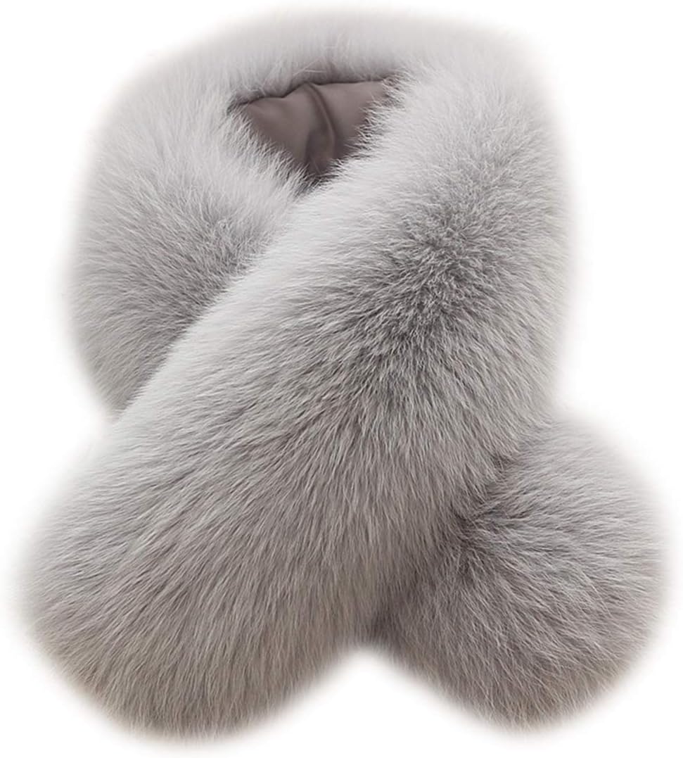 Womens Genuine Fox Hair Scarf Fluffy Collar Winter Warm Wrap Neck Warmer Wedding Party