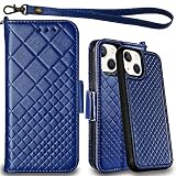 Mefon Genuine Leather Folio Wallet for Apple iPhone 13 Mini 5G, Wireless Charging Compatible, RFID C