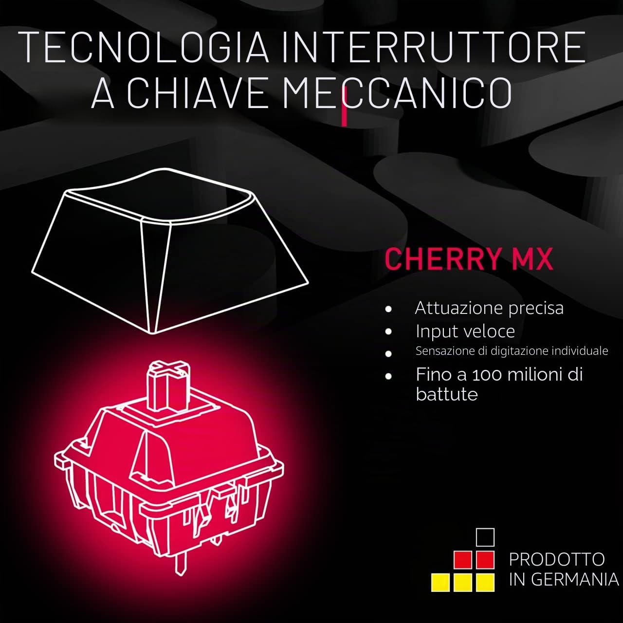 CHERRY MX 2.0S, Tastiera Gaming Meccanica con Illuminazione RGB, Layout Germania (QWERTZ), Con Filo, Progettato in Germania, Interruttori MX BLACK, Nero