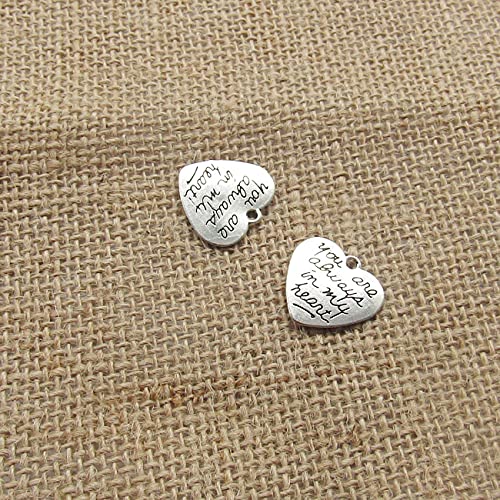 Faiwawu 45 Pcs Alloy You Are Always In My Heart Charms Pendant Engraved Message Charms For Diy Necklace Bracelet Jewelry Findings Making #TOP3