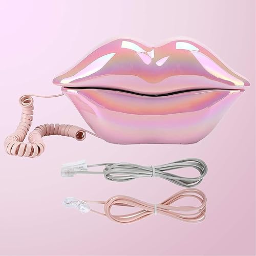 Miniatura 4 de Advanced Home Telephone, Wired Novelty Cute Sexy Lip Phone, Wire Phone Home Decoration for Home Hotel Office Decor Gift (Electroplated Pink)