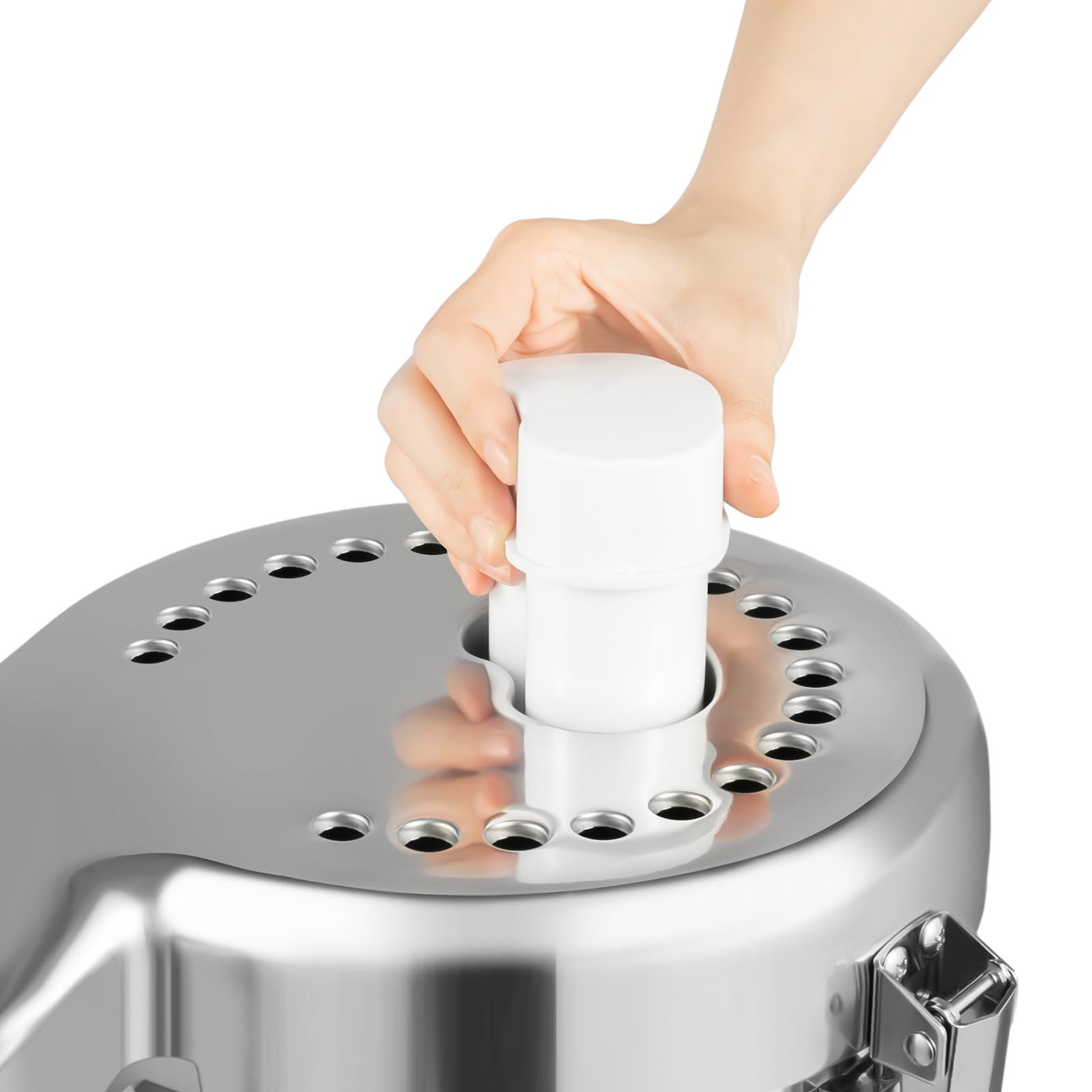 Extractor de jugo comercial Juicer resistente, máquina centrífuga exprimidor eléctrico de acero inoxidable de vegetales enteros y jugo de frutas 7