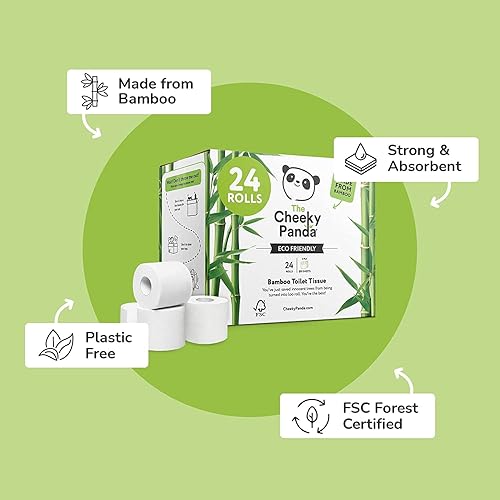 Miniatura 2 de The Cheeky Panda Papel higiénico de bambú a granel  24 rollos con 200 hojas suaves cada uno (6 paquetes de 4 rollos)  Papel de seda de bambú fuerte