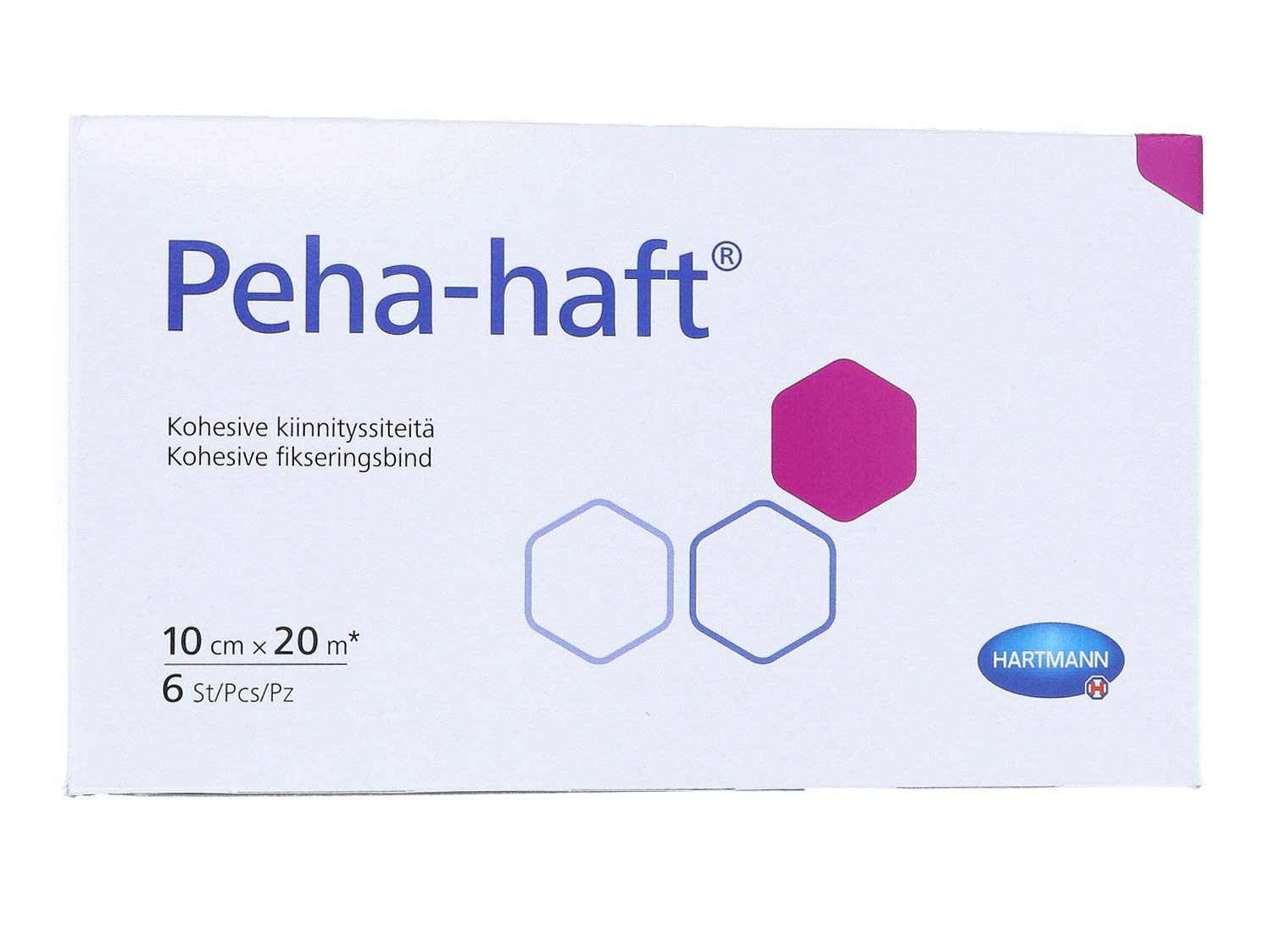 Hartmann Peha Haft - Nastro di fissaggio senza lattice, 20 m x 10 cm, confezione da 6