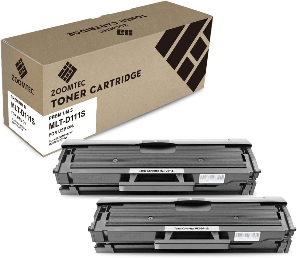ZOOMTEC Compatible MLT-D111S D111S Toner Cartridge for Samsung Xpress SL-M2070W SL-M2022W SL-M2020W SL-M2026W SL-M2070F SL-M2020 SL-M2022 SL-M2026 M2070 M2071 M2074FW SL-M2077 M2078W Printer (2 Black)