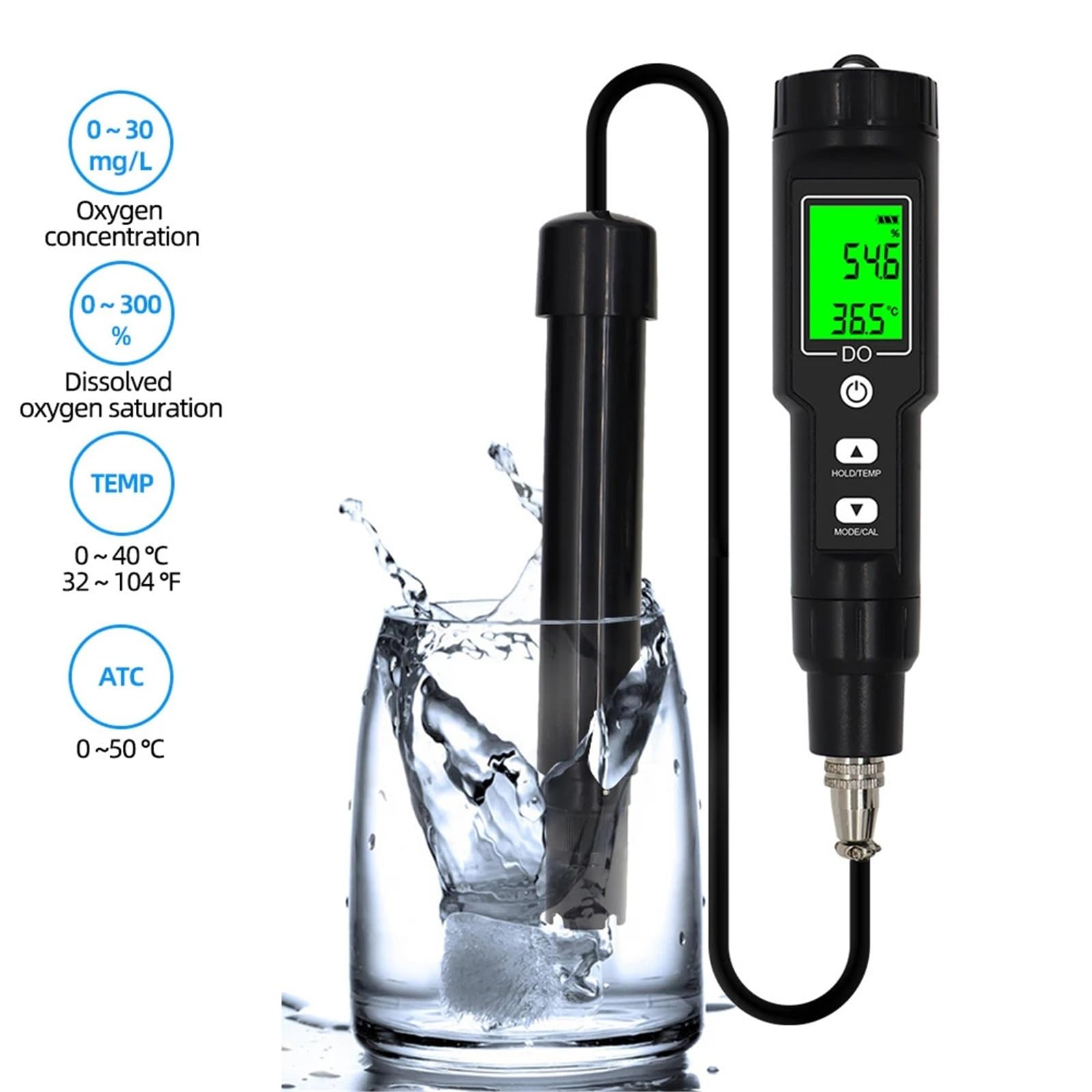 Probador de agua, Medidor profesional de oxígeno disuelto, analizador digital calidad del agua for acuarios dulce y salada