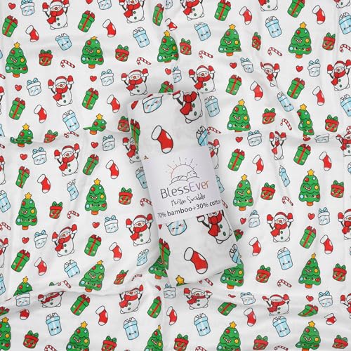 Image of Muslin Swaddle Blanket for Unisex, Soft Breathable and Skin-Friendly Baby Swaddles for Boys & Girls, Baby Blanket, Newborn Receiving Blanket, Christmas Blankets Babies, Large 42 x 47 inches
