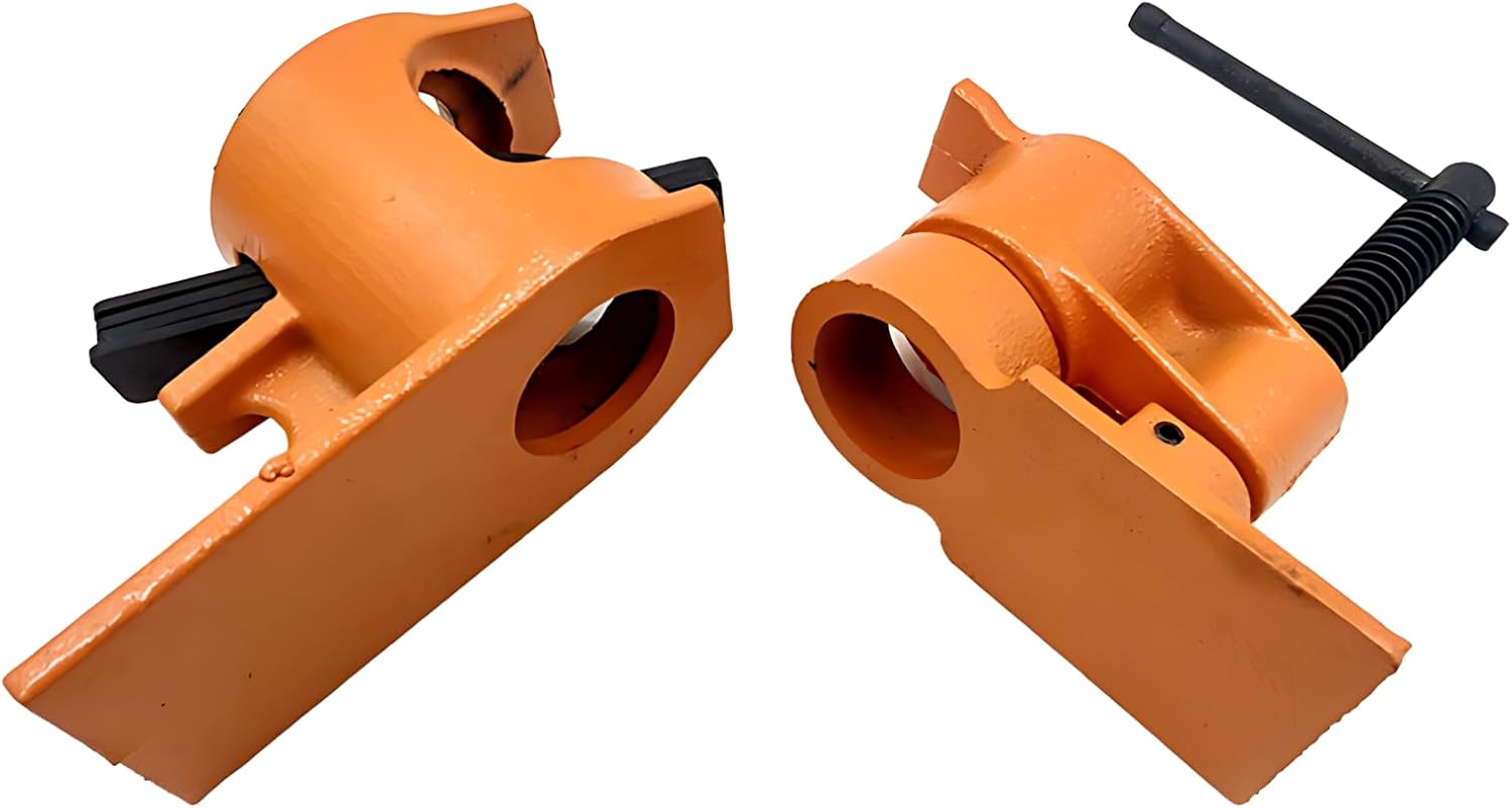 2 Pcs 1 in Pipe Clamps, Heavy Duty Wood Clamp Set, Orange Coating, Hand-Cranked Steel Design, Woodworking for Cabinet and Box Making