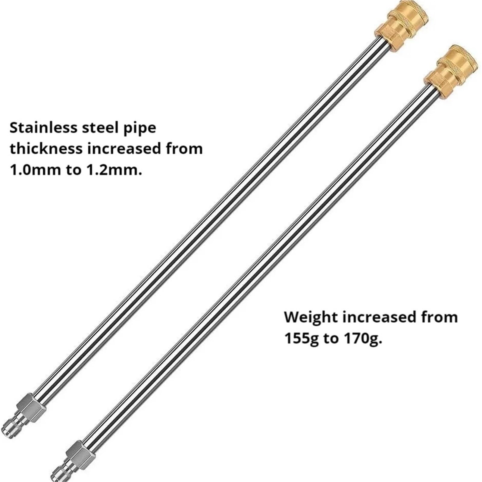 Varilla de Extensión para Hidrolimpiadora Extensión de Acero Inoxidable for hidrolavadora con conexión rápida (1/4 Pulgada) - Alta Resistencia(Color 1)