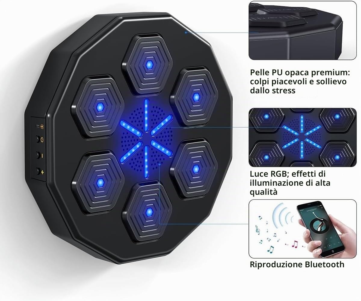 Smart Music Boxing Machine - Boxer musicale da parete con Bluetooth e ricarica USB | Attrezzatura da boxe definitiva per allenamento di boxe