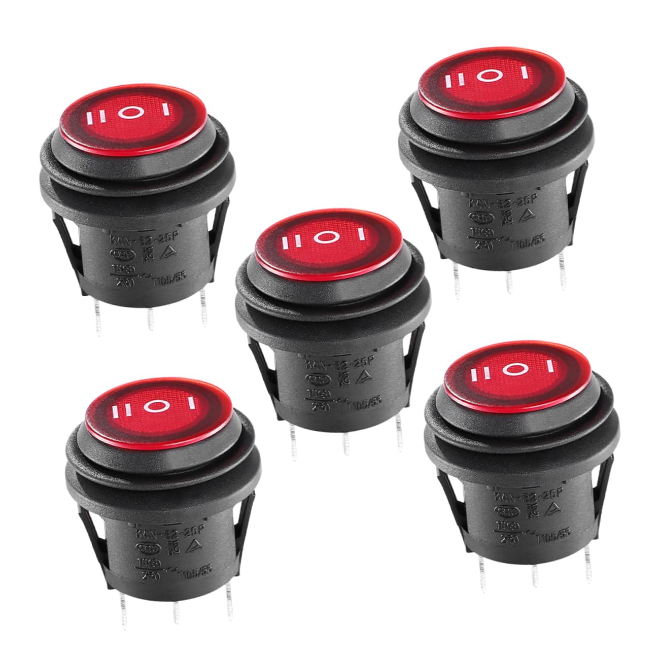 STOBAZA 5pcs Replacement Part Reusable Switches for Car Marine Boat Marine Toggle Button Waterproof Switches Circle Toggle Switches Practical Switches Small Switch Pa66