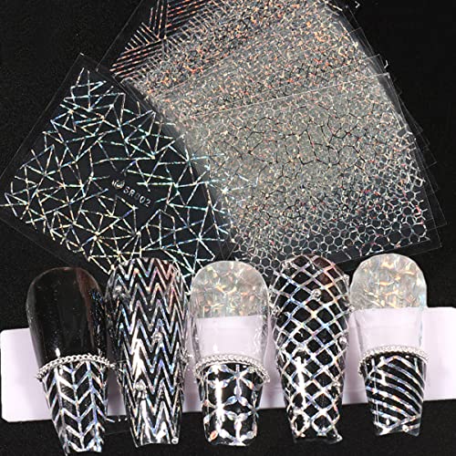 French Nail Art Stickers Nail Decals 3D Self Adhesive Nail Art Supplies Geometric Line Glitter Design Nail Decals French Line Decals Designer Nail Stickers For Women Diy Manicure Decorations 12 Sheets #TOP1