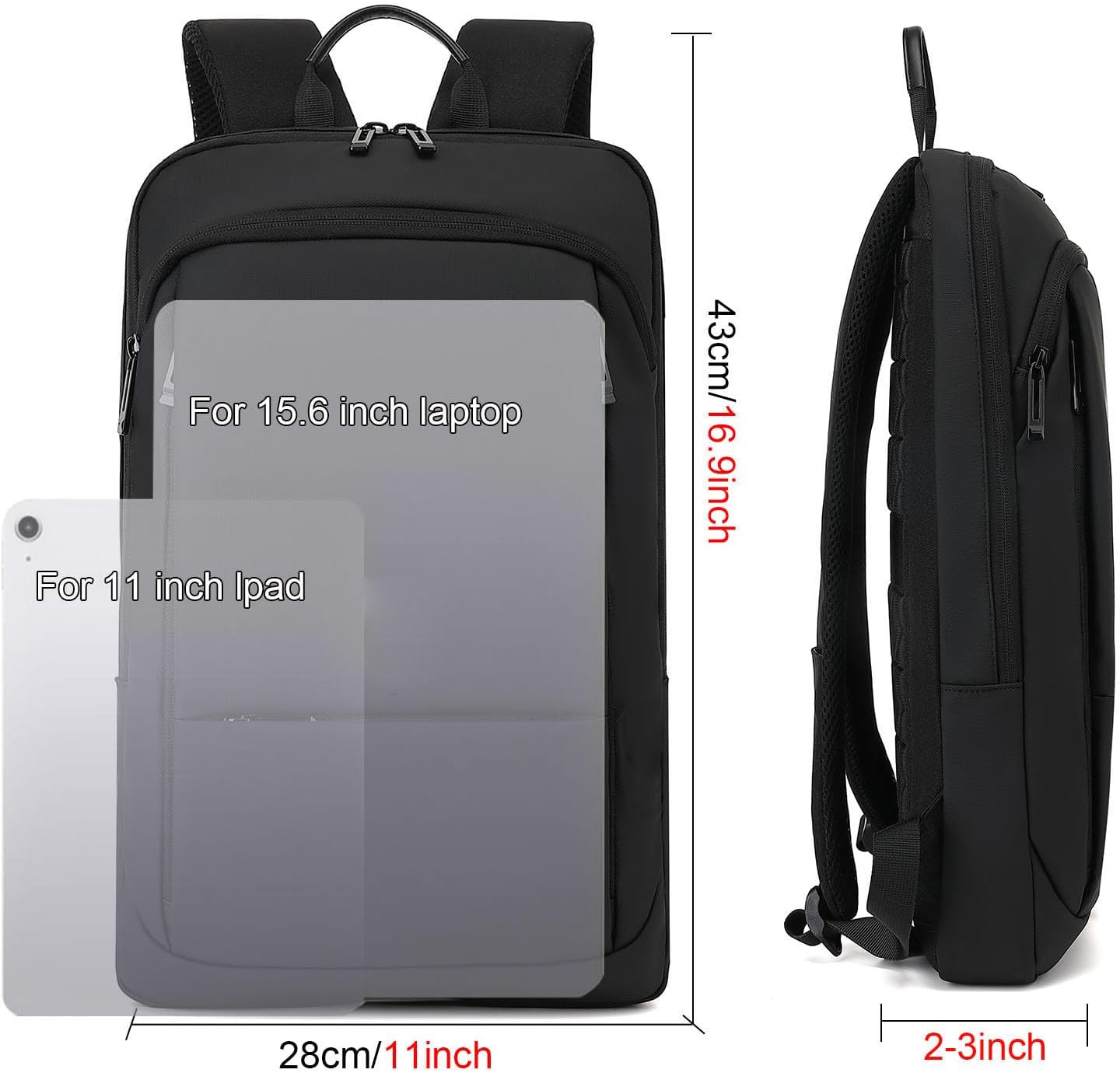 AUGUR Business Slim Backpack for Men Women 15.6 inch Water Resistant Laptop Backpack with USB Charger Computer Notebooks Lightweight Small Backpacks For School/Travel/Business/Work/College Bag - Image 6