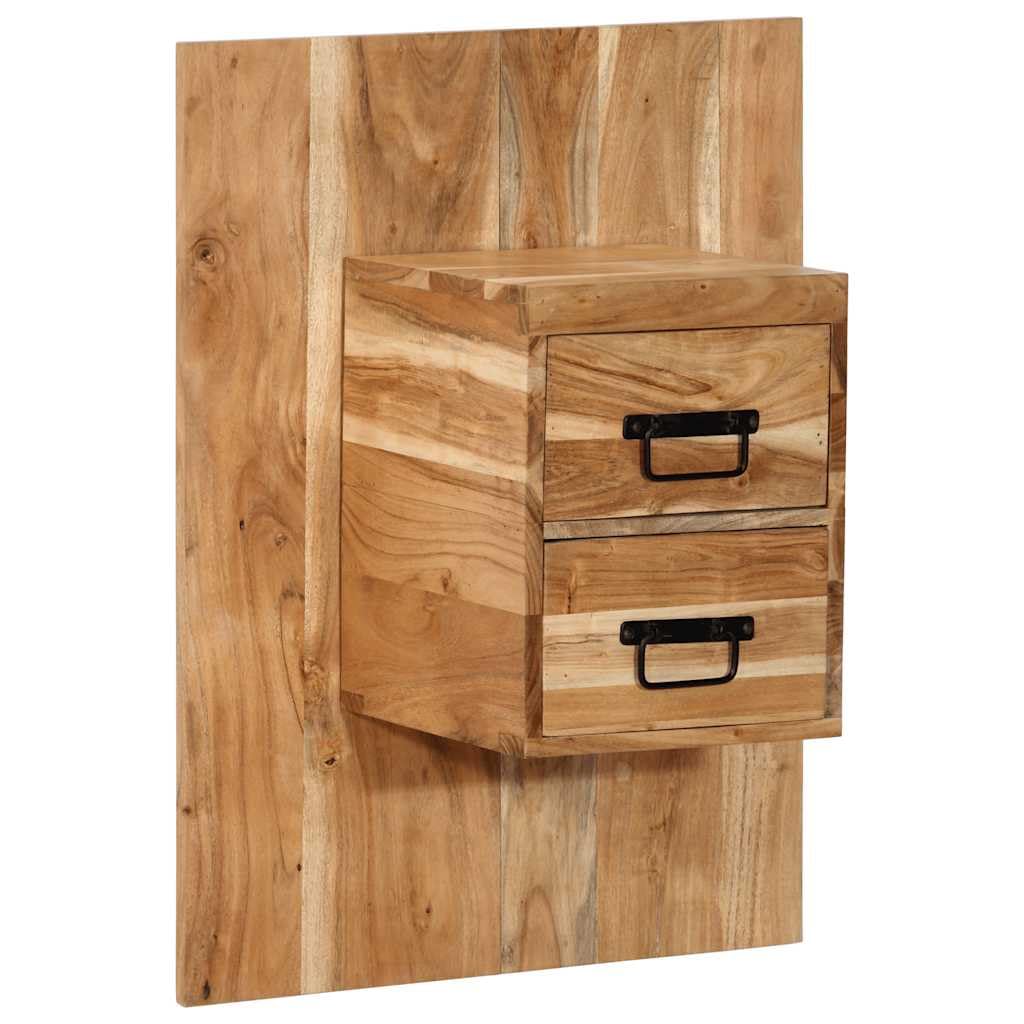 Wandmontierter Nachttisch aus Akazienholz mit Stauraum für Schlafzimmer, Robuste Hängeregale für Bücher und Accessoires, Vielseitige Wandkonsole