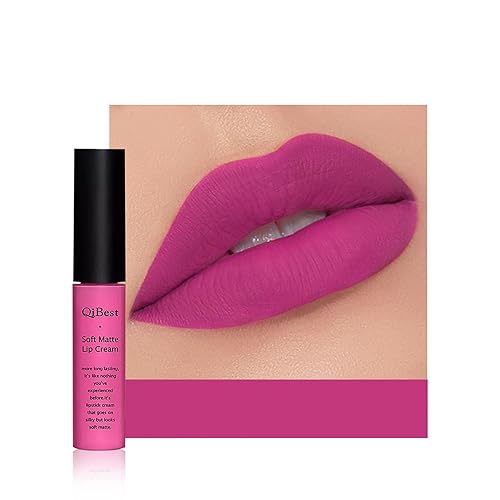 Miniatura 10 de Lápiz labial líquido mate de terciopelo de larga duración y uso impermeable, brillo instantáneo antiadherente, brillo labial (rojo claro.04)