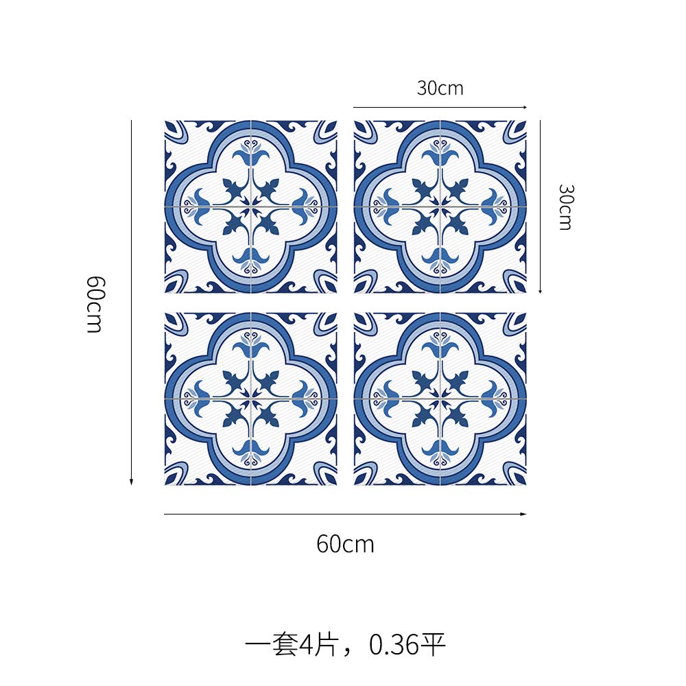 Alwayspon Non-Slip Vinyl Floor Sticker, Waterproof PVC Backsplash Tile Decal, Self-Adhesive Peel and Stick Wall Sticker for Home Décor (Portuguese-115, 4Pcs 12x12inch)