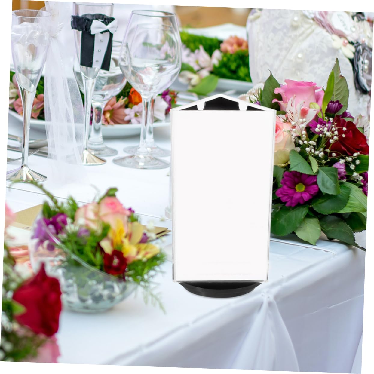 Housoutil Acrylic Menu Holder Rotatable Three Sided Display Stand for Restaurants and Supermarkets Price Holder for Tables and Easy to Clean