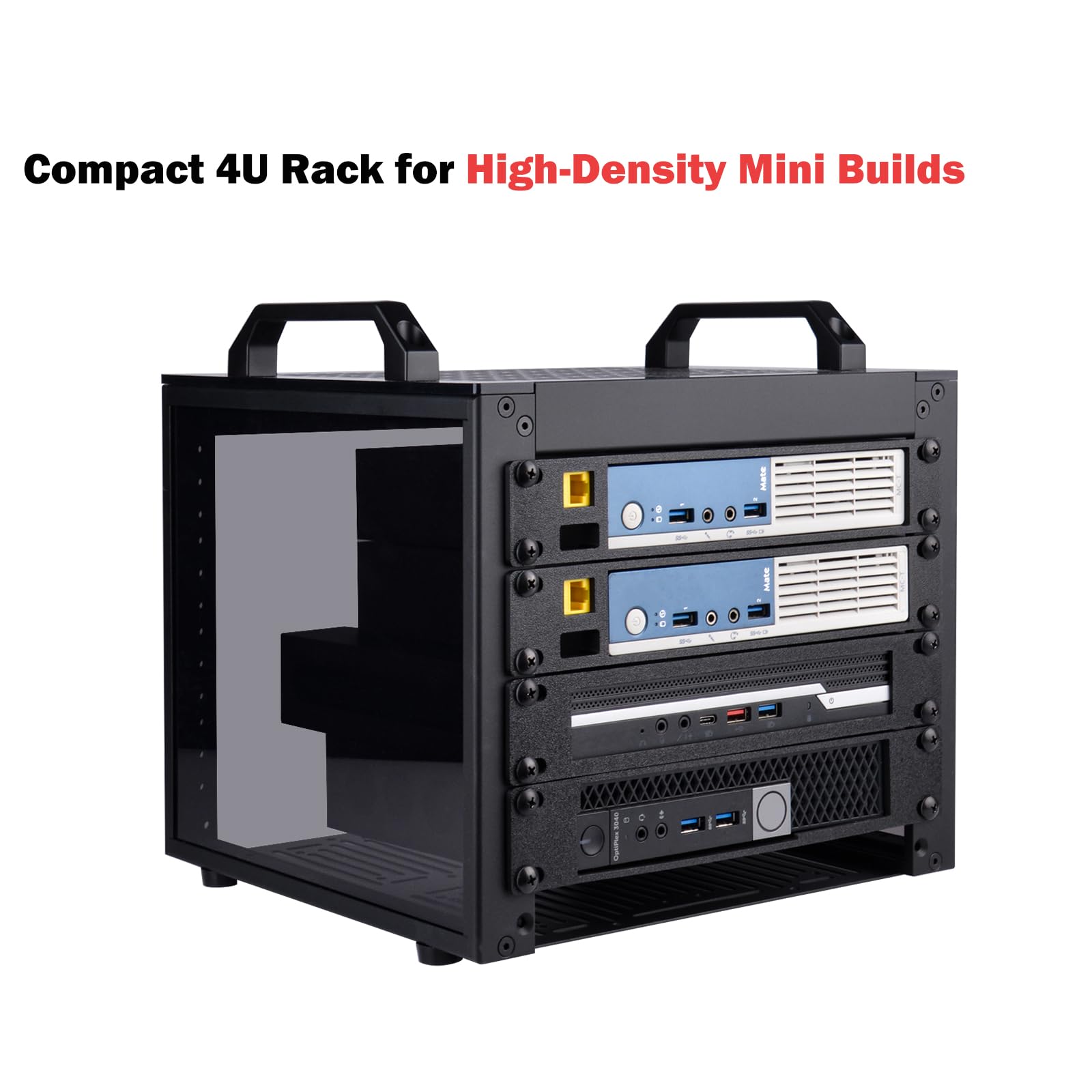GeeekPi DeskPi RackMate T0 Plus, 4U 10 Zoll Serverschrank, 260 mm Tiefes Mini-Rack mit Regalboden & Blindplatte, für NAS, AV- & Netzwerktechnik (Schwarz)