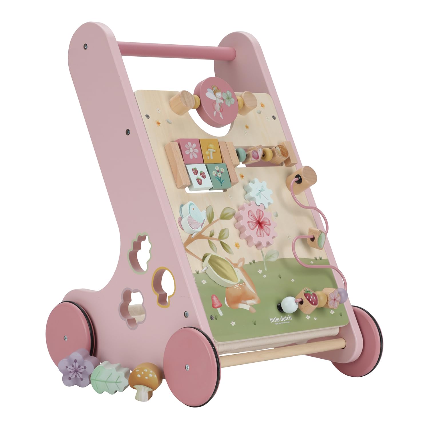 Little Dutch 7332 - Carrito de madera para actividades de hadas, color rosa