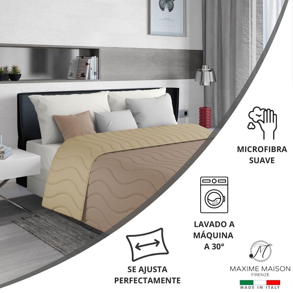 MAXIME MAISON - Colchas Cama 135 (215x265cm) Colcha de Media Temporada Cama 135 (100 gr/mq) Cubrecama Doble Cara, Cubre Cama en Microfibra Suave, Made in Italy Modernas