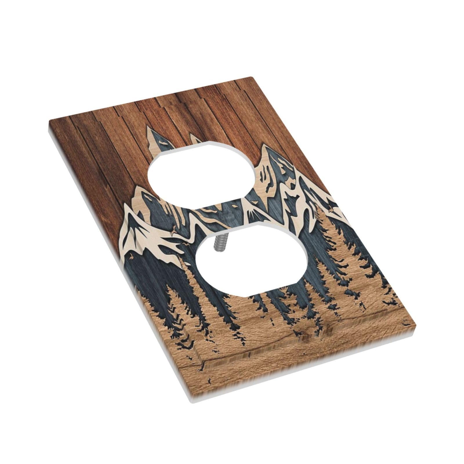 Couvercle De Prise En Bois 1 Gang Arbre De Montagne Couvercle Interrupteur Interrupteur Simple Duplex Plaque Murale Couvre Plaque De Commutation Plaque électrique Pour Chambre à Coucher De Campagne