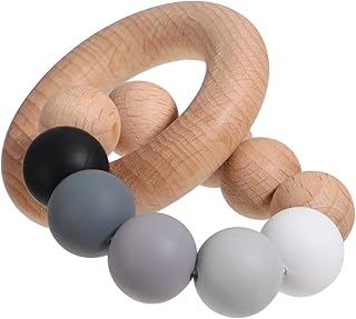 Toyvian 1Pc Mordedor Bebê Brinquedos De Madeira Crianças Pulseira Bebê Mastigar Brinquedo Cinza Bebê Moagem Brinquedo Crianças Mordedor Brinquedo Bebê Mastigar Brinquedo Faia Pulseira