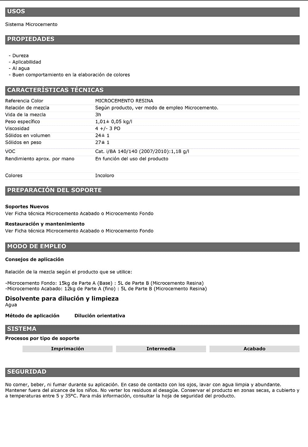 Resina al Agua para Revestimientos de Cemento. MicroCemento Resina (5Kg, Transparente 900)