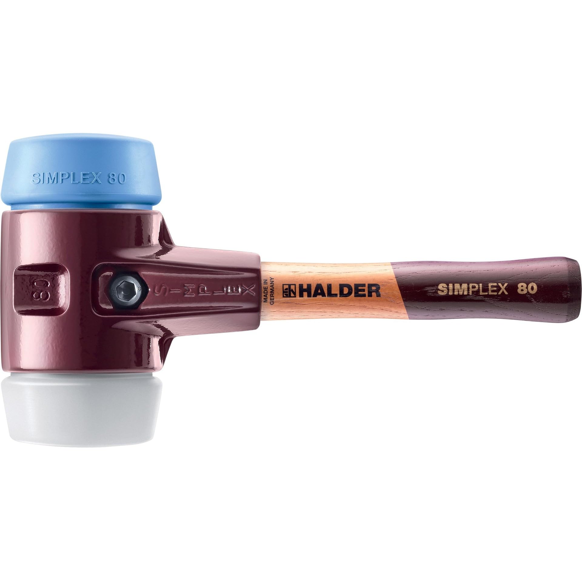 SIMPLEX-Schonhammer, TPE-soft/Superplastik; mit Tempergussgehäuse und hochwertigem extra kurzen Holzstiel | D=80 mm/Stielausführung=extra kurz | 3017.082
