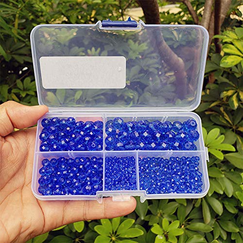 Image of Sapphire Blue Rondelle Glass Beads for Jewelry Making, Faceted Briolette Crytal Spacer Beads for Bracelet Necklace Earring (2mm 4mm 6mm 8mm 10mm Mixed Sizes, 1000pcs)
