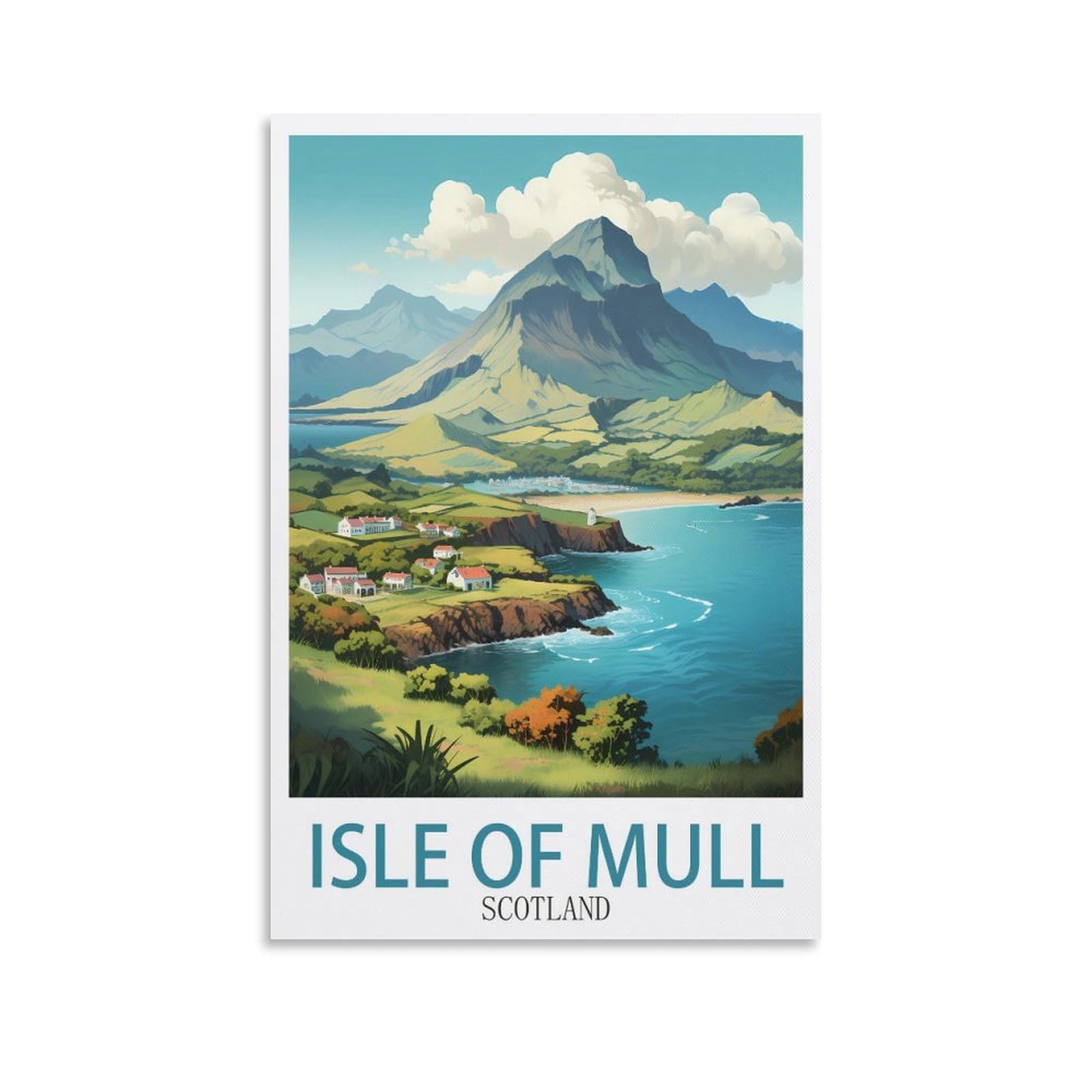 ZBBGGOZ Isle of Mull Scotland Vintage Travel Posters 08x12inch(20x30cm) Canvas Wall Posters And Art Picture Print Modern Family Bedroom Decor