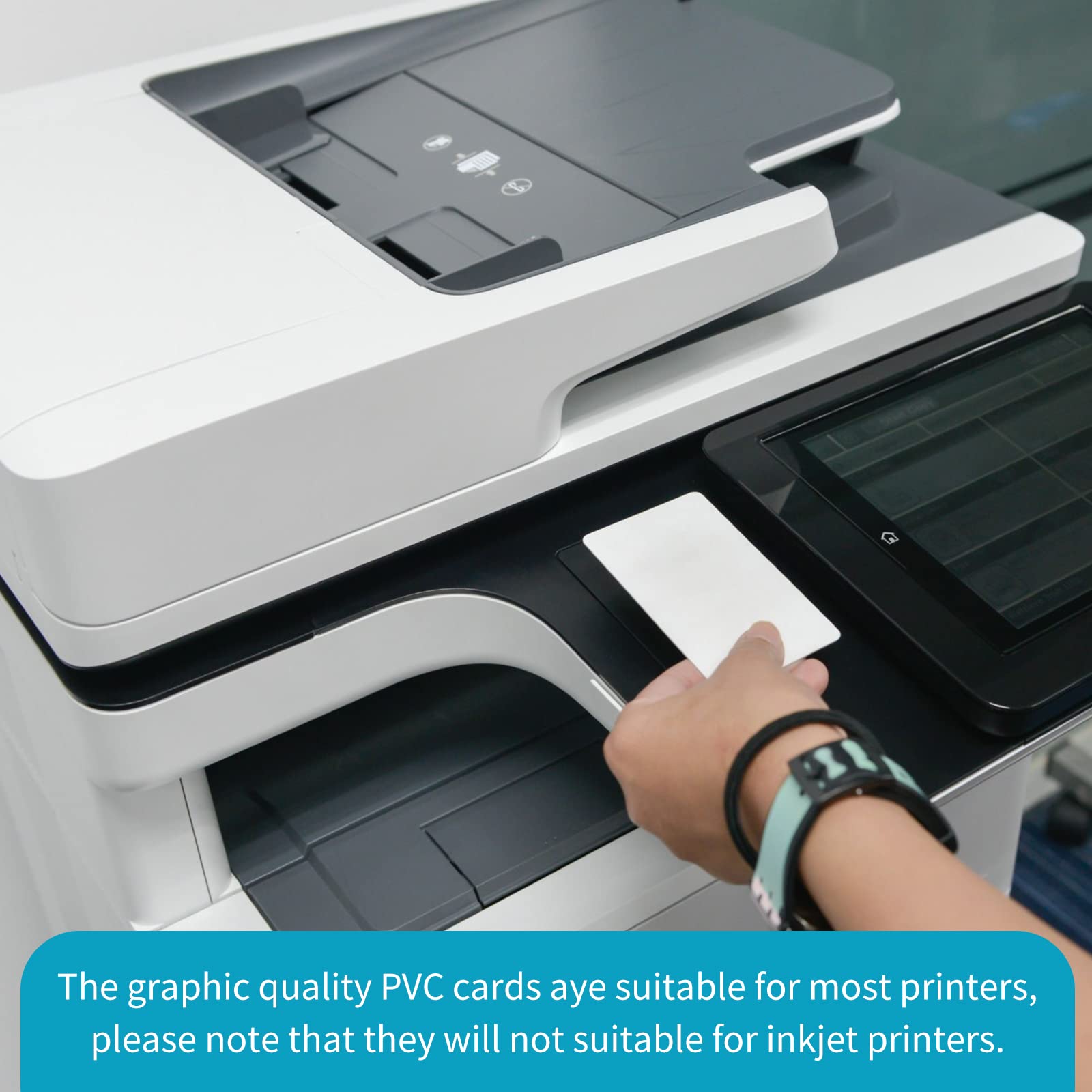 Yexiya 500 Stück Blanko-PVC-Karten, weiß, Qualitäts-Kunststoff-Ausweis-Drucker, Cr80, 30 mm, Visitenkarten, passend für die meisten Foto-Ausweis-Drucker