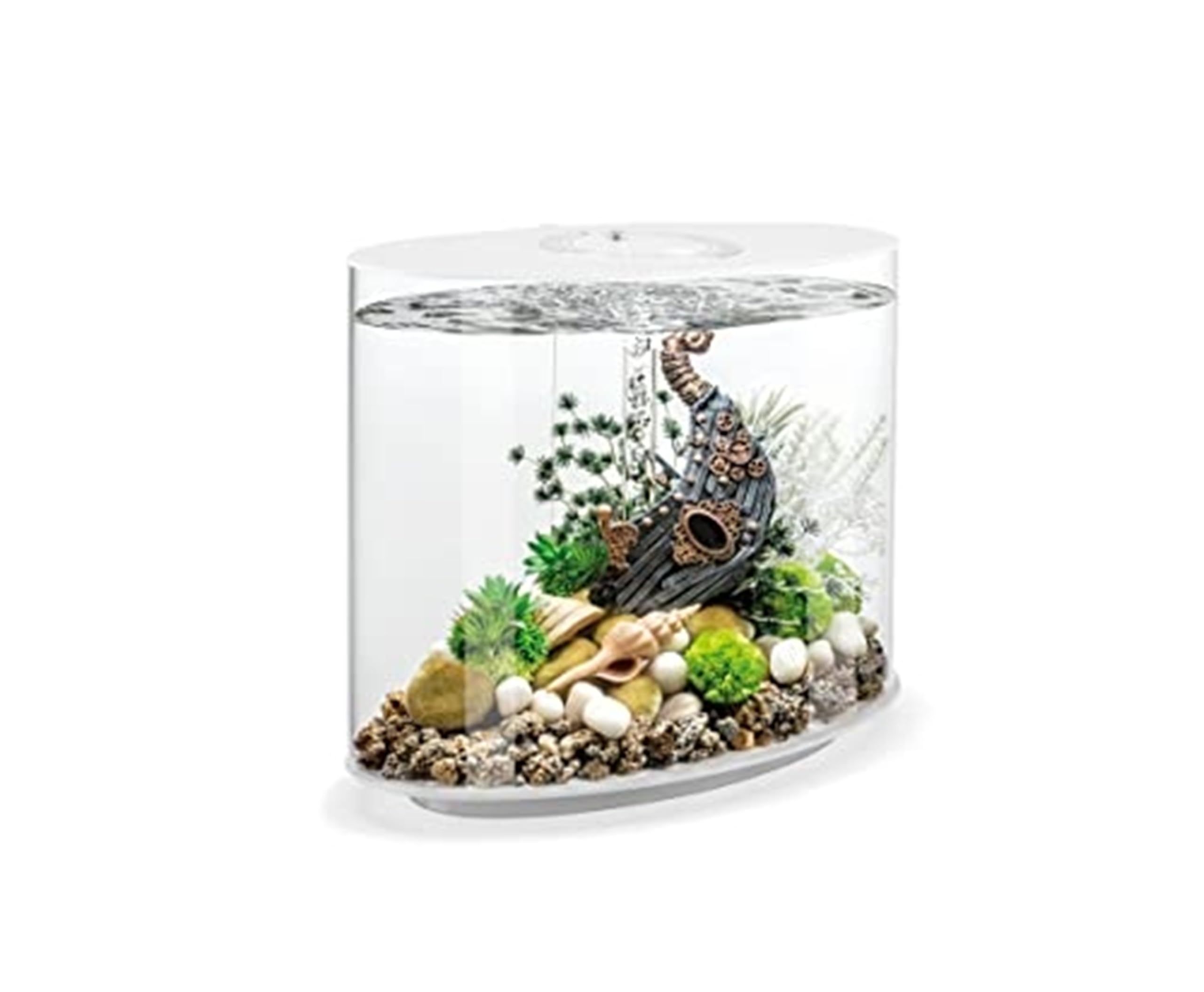 biOrb LOOP 30 Aquarium (White, 30 Litres), Perfect Beginner Fish Tank With Integrated LED Lights, Quick & Easy To Set Up, 360-Degree View Aquarium With 5-Step Filtration System, Acrylic Fish Tank
