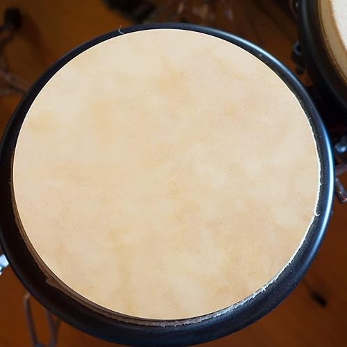 Miniatura 5 de Annafi Piel de cabra Djembe cabeza 2 piezas de repuesto de tambor de piel de cabra de 11.8 in11.8 pulgadas, piezas de repuesto para tambores