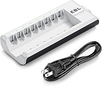 EBL 8-Bay AA AAA Battery Charger: Fast Individual NiMH NiCD Charging with AC Plug, Smart Trickle Protection