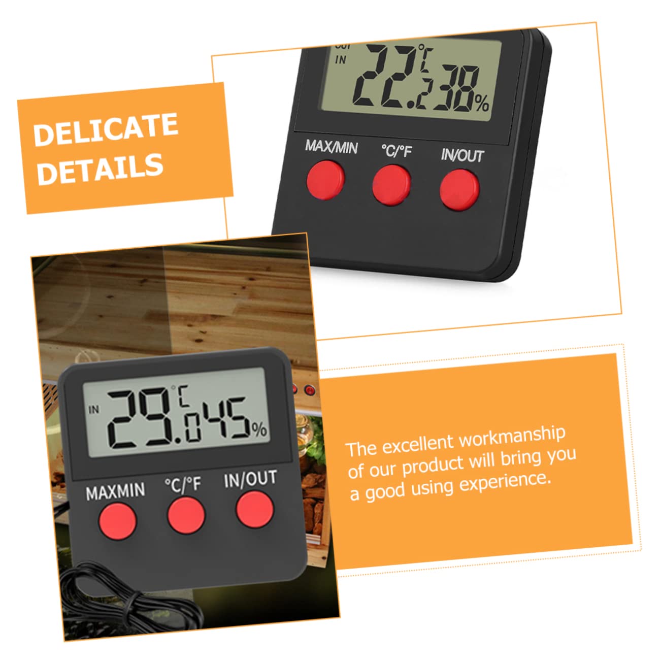 Ipetboom 4juegos y Higrómetro Digital Para Terrario De Reptiles Medidor De Temperatura y Humedad Para Acuarios y Terrarios Accesorios Esenciales Para Tortugas y Reptiles