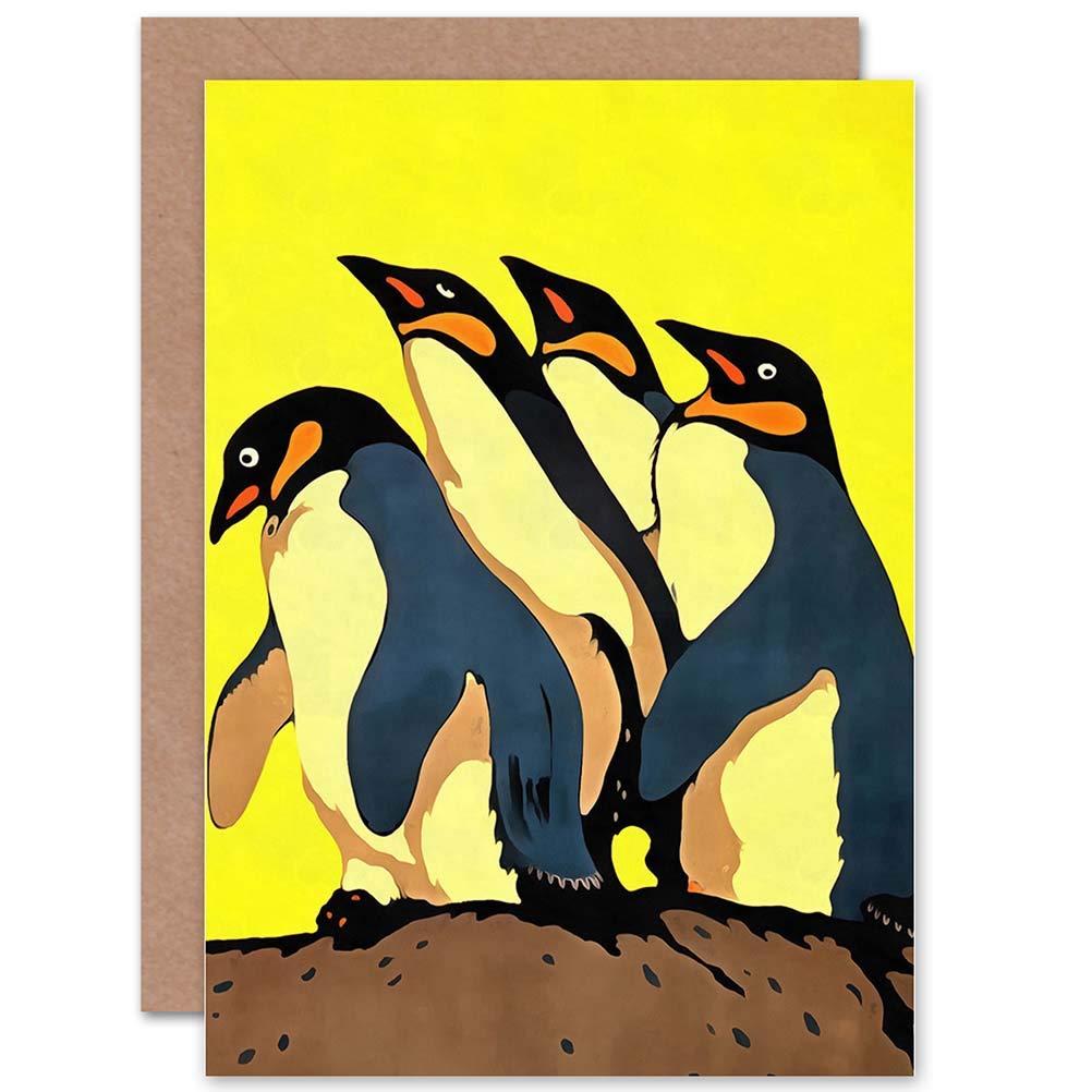 Wee Blue Coo PENGUINS BIRTHDAY GIFT BLANK GREETINGS CARD