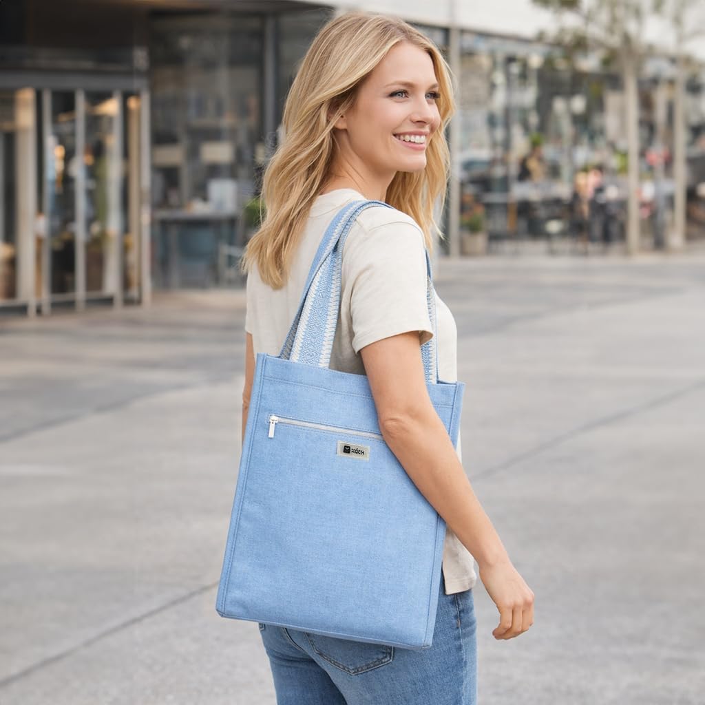 Laptop Canvas Tote Bag for Women Fit 15 in Laptop, Everyday Carry,Work, School, Beach, Gym - 3 Layers Fabrics - Image 2